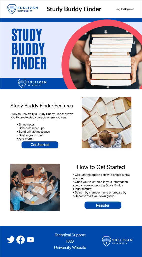 Study Buddy Finder Home Page - Desktop